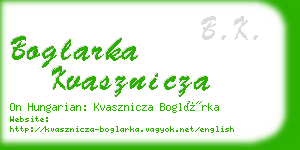 boglarka kvasznicza business card